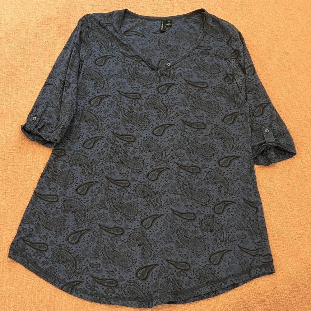 Cynthia Rowley Paisley V-Neck tunic / sweater dress / long Blouse